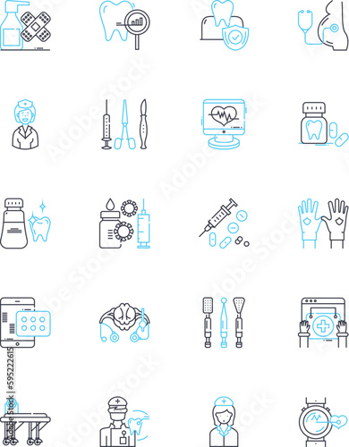 Preventive medicine linear icons set. Immunization, Screening, Vaccination, Nutrition, Exercise, Lifestyle, Hygiene line vector and concept signs. Education,Prevention,Intervention outline