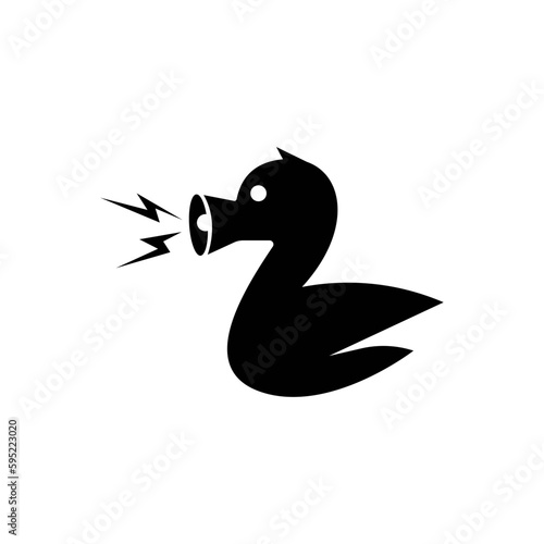 little cute duck swan with speaker on mouth logo design for creative production