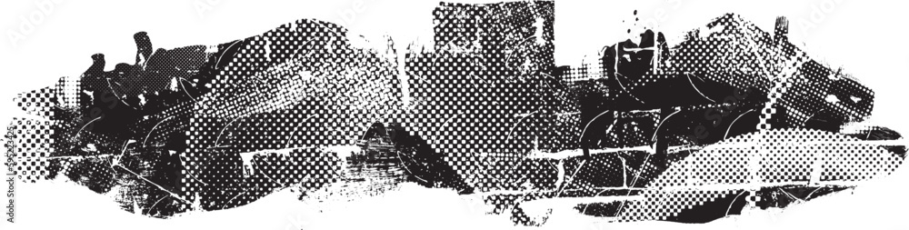 Glitch distorted grunge layer . Noise destroyed texture . Trendy defect error shapes . Overlay grunge texture . Distressed effect .Vector shapes with a halftone dots screen print texture. Glitch distorted grunge layer . Noise destroyed texture . Trendy defect error shapes . Overlay grunge texture . Distressed effect .Vector shapes with a halftone dots screen print texture.