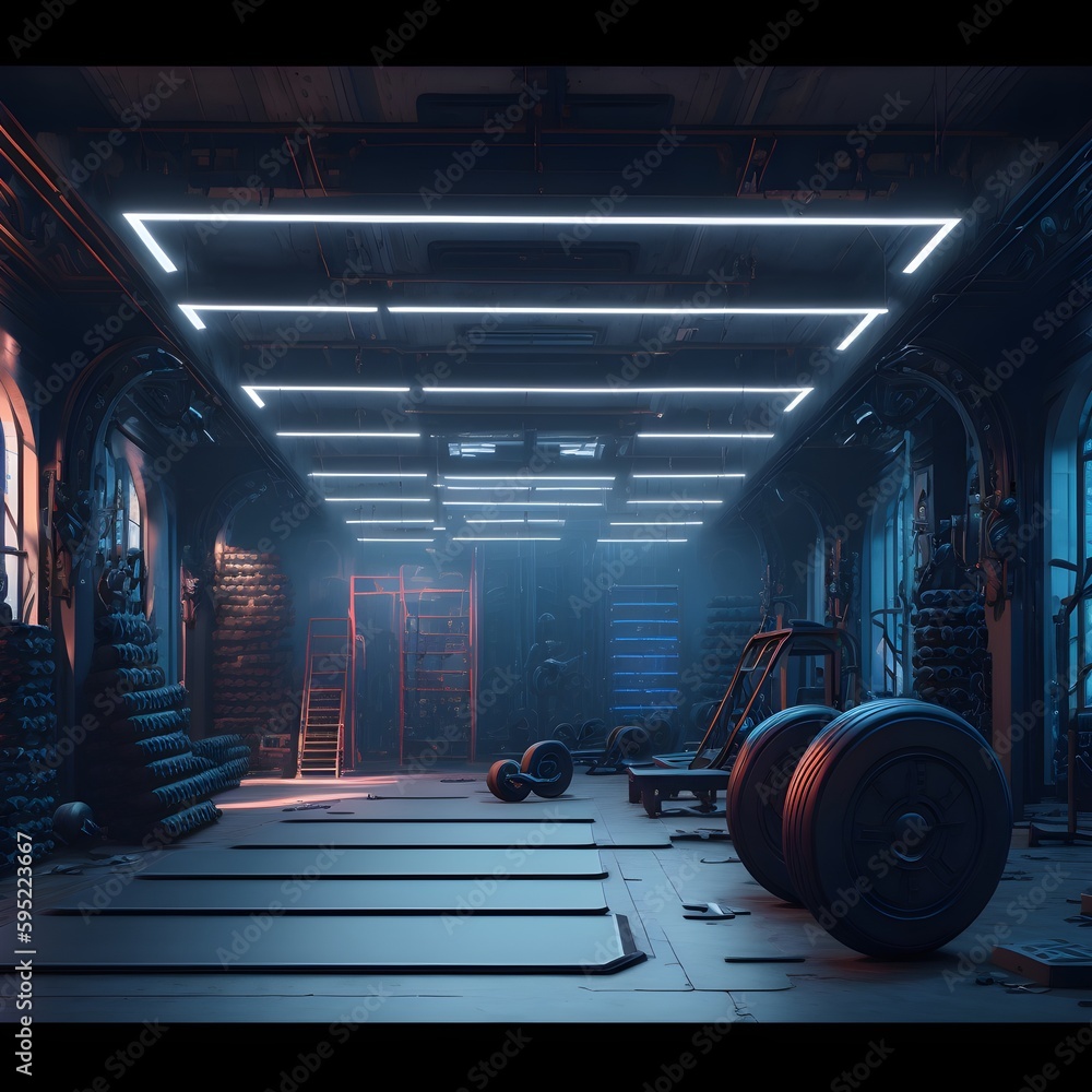 PostApocalyptic Traditional gym futuristic fiction athlete gym punching bag treadmill Egyptian