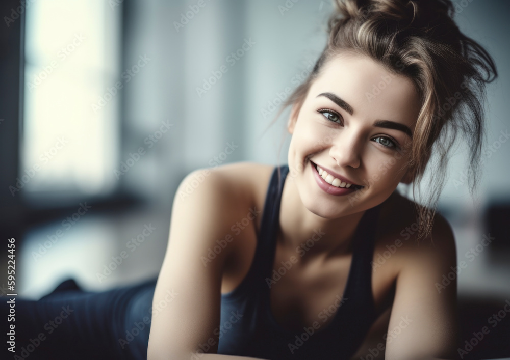 Beautiful girl working out and doing excercises to stay fit and healthy. Fitness concept. Generative AI illustrations Beautiful girl working out and doing excercises to stay fit and healthy. Fitness concept. Generative AI illustrations