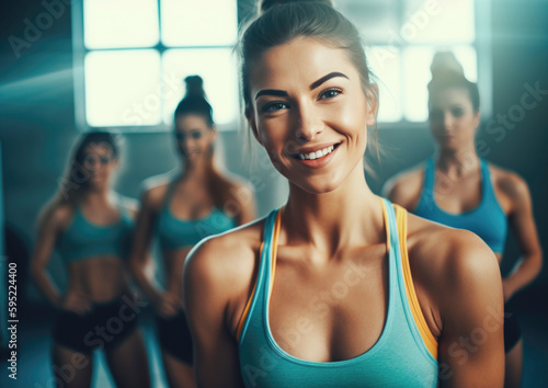 Beautiful girl working out and doing excercises to stay fit and healthy. Fitness concept. Generative AI illustrations