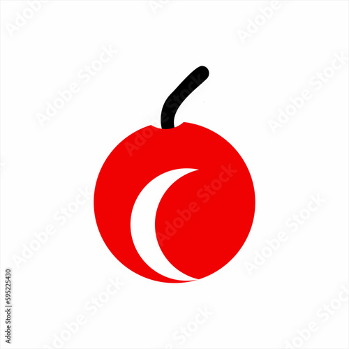 Simple cheery fruit icon logo design with letter C.