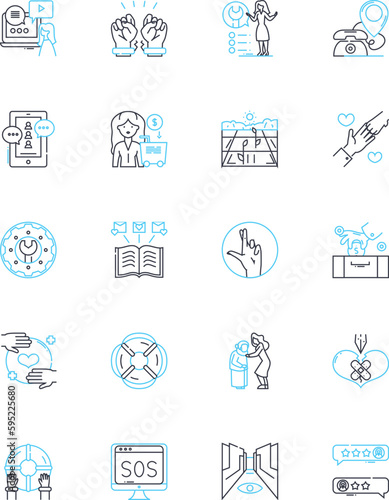 Mental Health linear icons set. Anxiety, Depression, Stress, Self-esteem, Trauma, Bipolar, OCD line vector and concept signs. Schizophrenia,Suicide,Therapy outline illustrations