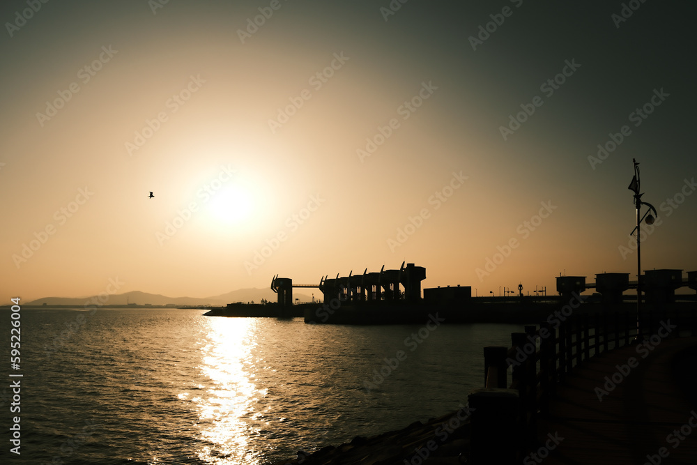 sunset on the river