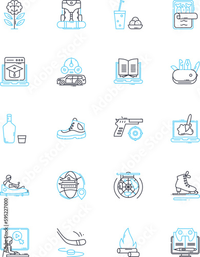 Telecommuting option linear icons set. Flexibility, Remote, Work-from-home, Distance, Virtual, Wifi, Productivity line vector and concept signs. Adaptability,Independence,Mobility outline