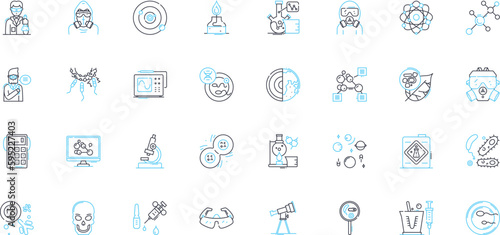 Nanotechnology linear icons set. Nanoparticles, Nanomaterials, Nanorobots, Nanoscale, Nanofibers, Nanowires, Nanotubes line vector and concept signs. Nanocatalysts,Nanofluidics,Nanocarriers outline
