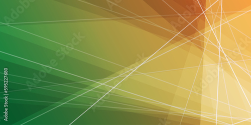 Colorful Modern Style Triangle Shaped Translucent Overlaid Planes, Geometric Shapes and Lines Pattern - Abstract Futuristic Gradient Vector Background - Green, Brown and Yellow Colors, Design Template