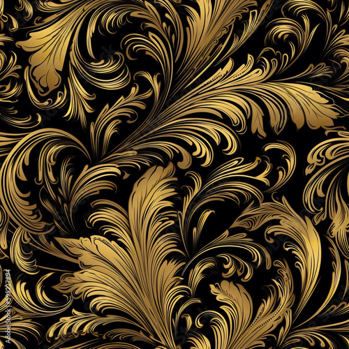 Golden feaser pattern black background