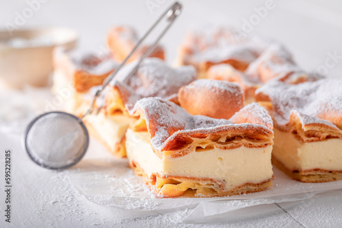 Fotografie Choux pastry cake made from pastry dough and puff cream.