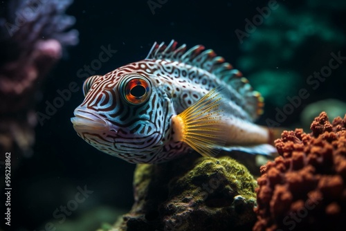Tropical fish in coral reef habitat. Generative AI