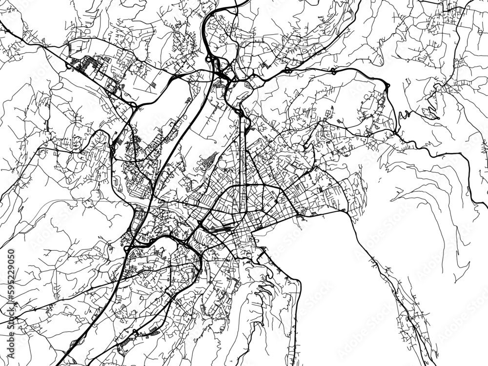 Obraz premium Vector road map of the city of Annecy in France on a white background.