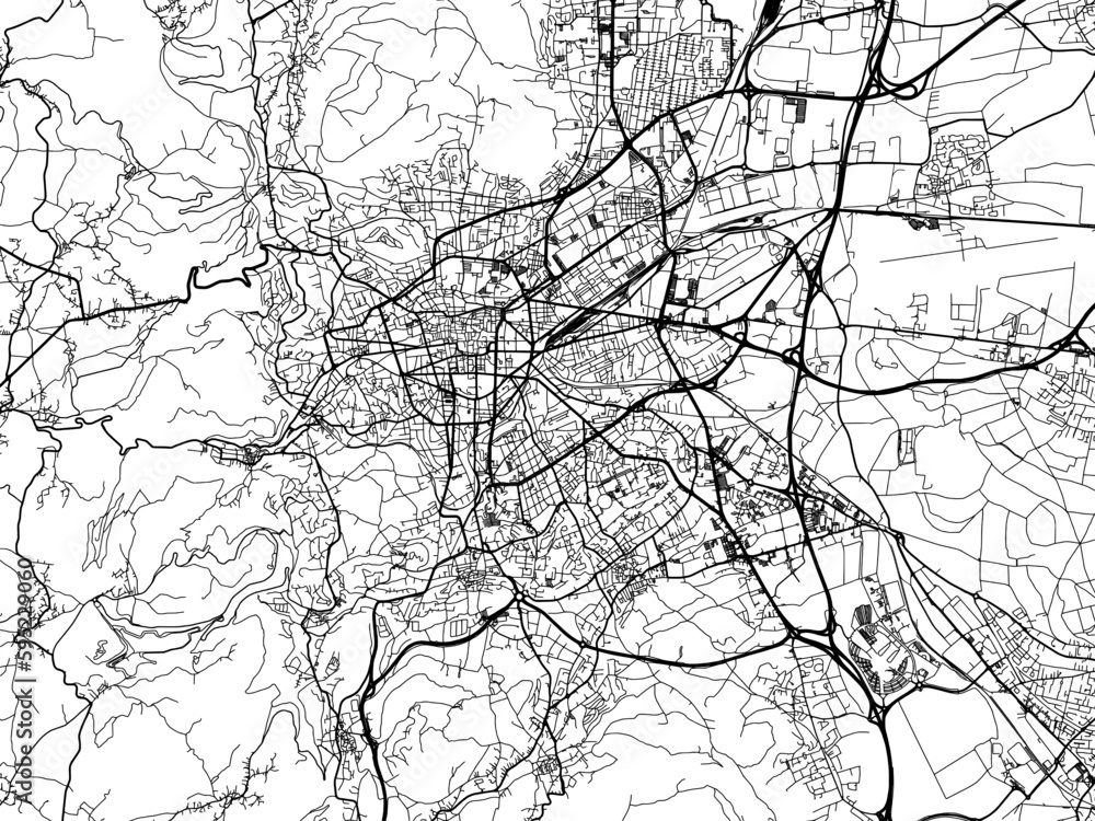 Vector road map of the city of  Clermont-Ferrand in France on a white background.