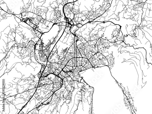 Vector road map of the city of  Annecy in France on a white background.