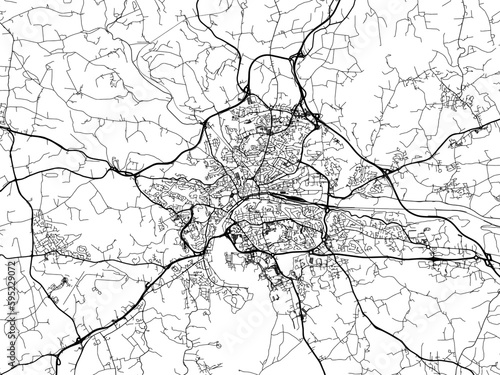 Vector road map of the city of  Quimper in France on a white background.