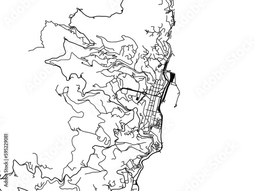 Vector road map of the city of  Bastia in France on a white background.