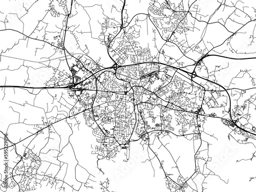 Vector road map of the city of  Vannes in France on a white background.