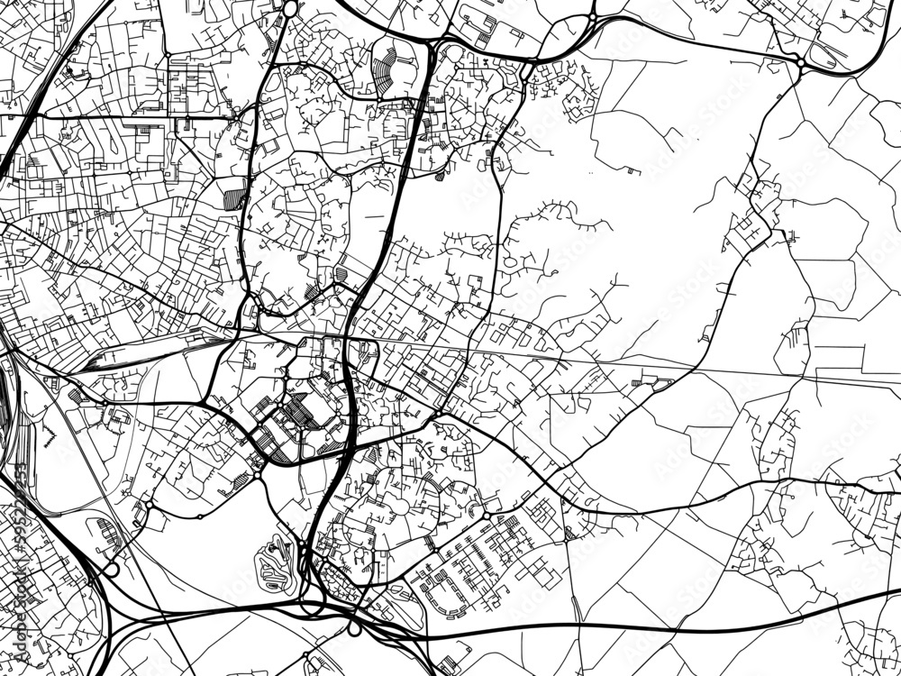 Obraz premium Vector road map of the city of Villeneuve-Ascq in France on a white background.