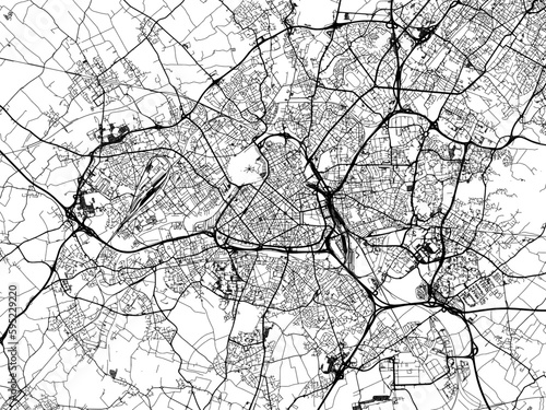 Vector road map of the city of  Lille in France on a white background.