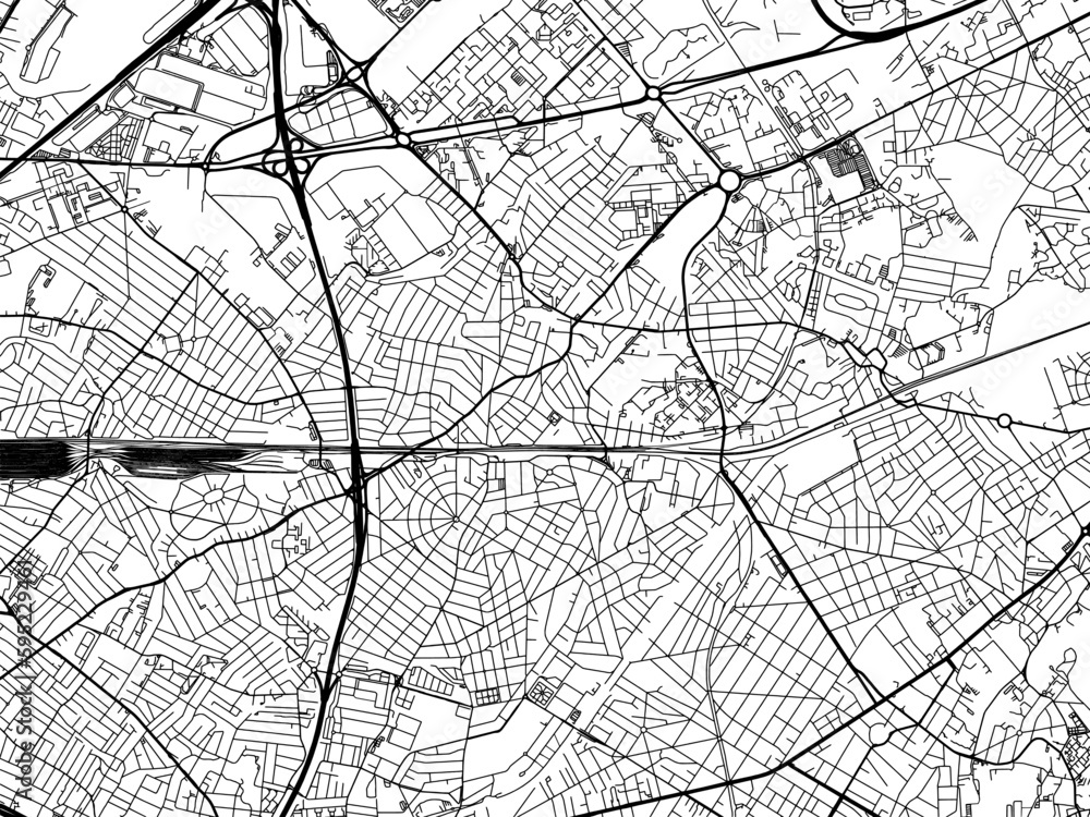 Vector road map of the city of  Aulnay-sous-Bois in France on a white background.