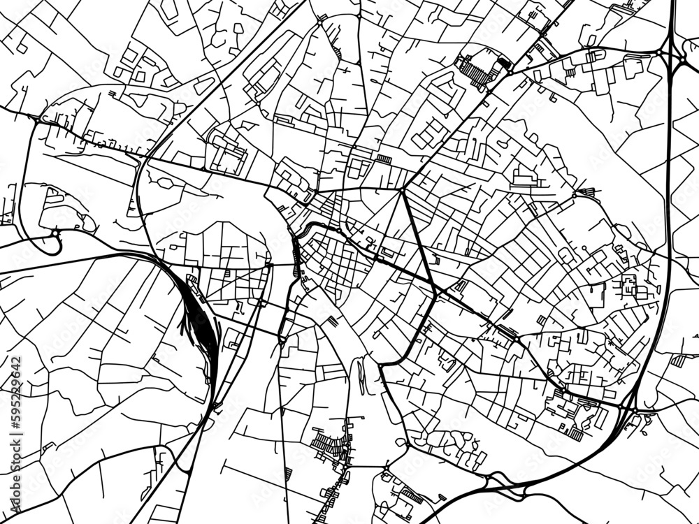 Vector road map of the city of  Montauban in France on a white background.