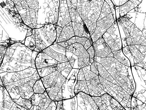 Vector road map of the city of  Toulouse in France on a white background.