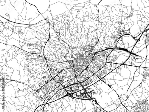 Vector road map of the city of  Nimes in France on a white background.