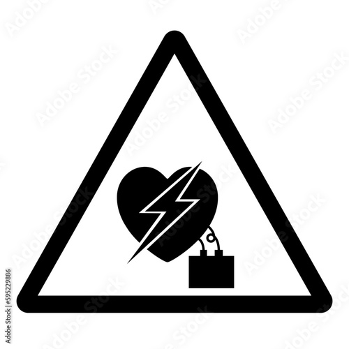 Warning Electrical Interferance To Pacemaker Symbol Sign, Vector Illustration, Isolate On White Background Label .EPS10