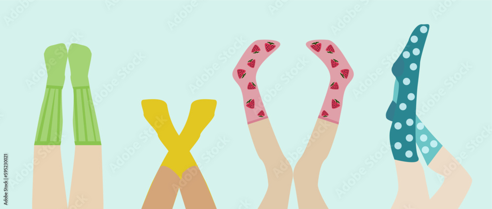 Four legs in bright socks vector Four legs in bright socks vector