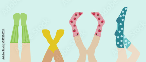 Four legs in bright socks vector
