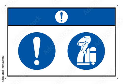 Notice Wear SCBA Symbol Sign, Vector Illustration, Isolate On White Background Label .EPS10