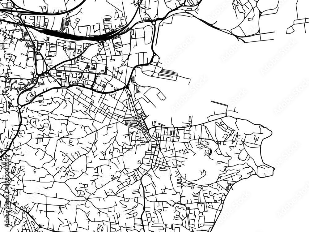 Fototapeta premium Vector road map of the city of La Seyne-sur-Mer in France on a white background.