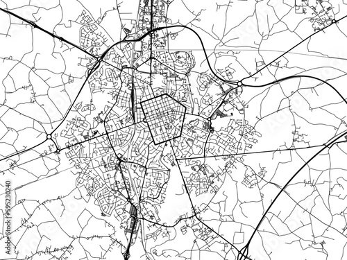 Vector road map of the city of  La Roche-sur-Yon in France on a white background.