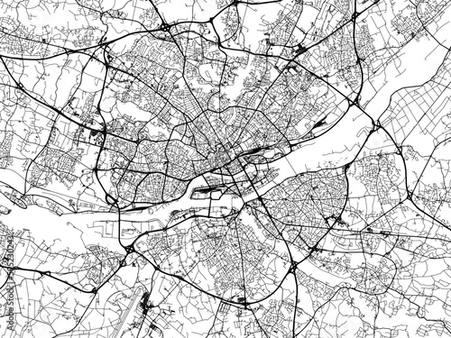 Vector road map of the city of  Nantes in France on a white background.