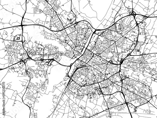 Vector road map of the city of  Angers in France on a white background.