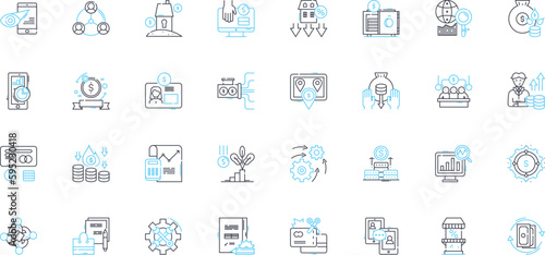 Wireless communication linear icons set. Bluetooth, Zigbee, G, Wi-Fi, LTE, NFC, Radio line vector and concept signs. Antenna,Spectrum,WAP outline illustrations