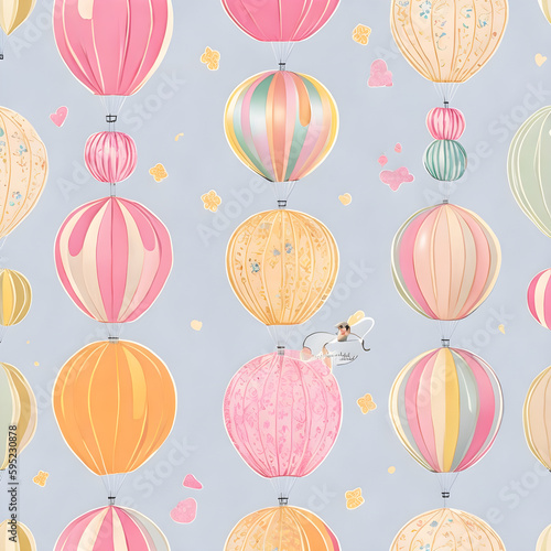 seamless pattern with balloons and flowers, flowers  © Yasir