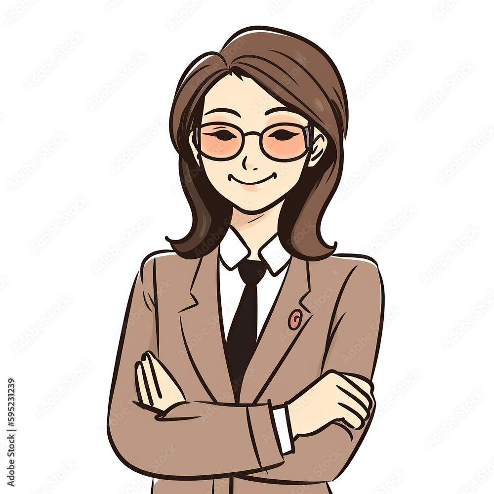 Ai generated illustration of Smiling Asian Business Woman with Arms Crossed. Strong confident female manager standing with arms crossed Ai generated illustration of Smiling Asian Business Woman with Arms Crossed. Strong confident female manager standing with arms crossed
