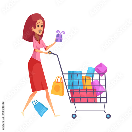 Shopaholic Cartoon Illustration