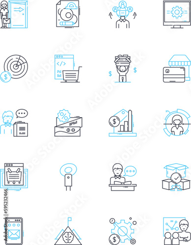 Collective supervision linear icons set. Cohesion, Collaboration, Collaboration, Synergy, Unity, Empowerment, Cooperation line vector and concept signs. Support,Harmony,Communication outline