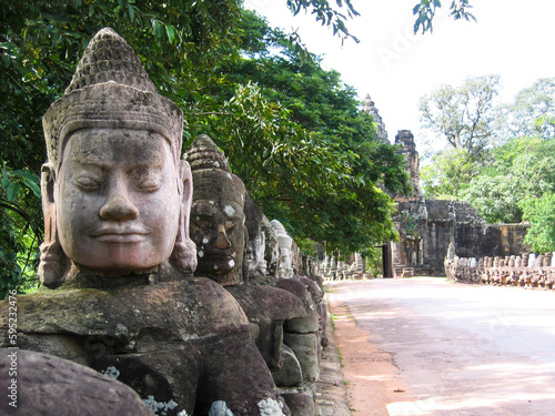 Sculpture Angkor Wat Cambodia. Khmer Tempio di Ta Prohm