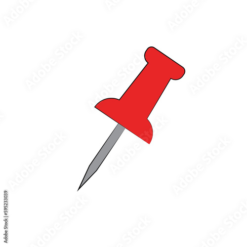 Red push pin icon. Transparent background. Vector Illustration.