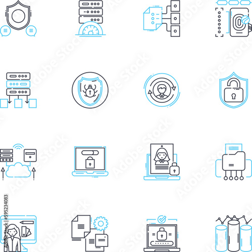 Shielded insights linear icons set. Protection, Concealed, Secure, Confidential, Security, Private, Shielded line vector and concept signs. Covert,Hidden,Clandestine outline illustrations