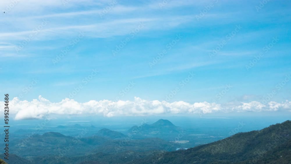 Little Adam's Peak, Ella, Sri Lanka, on a foggy morning. Beautiful morning in Ella on a sunny day. Travel, tourism Little Adam's Peak, Ella, Sri Lanka, on a foggy morning. Beautiful morning in Ella on a sunny day. Travel, tourism