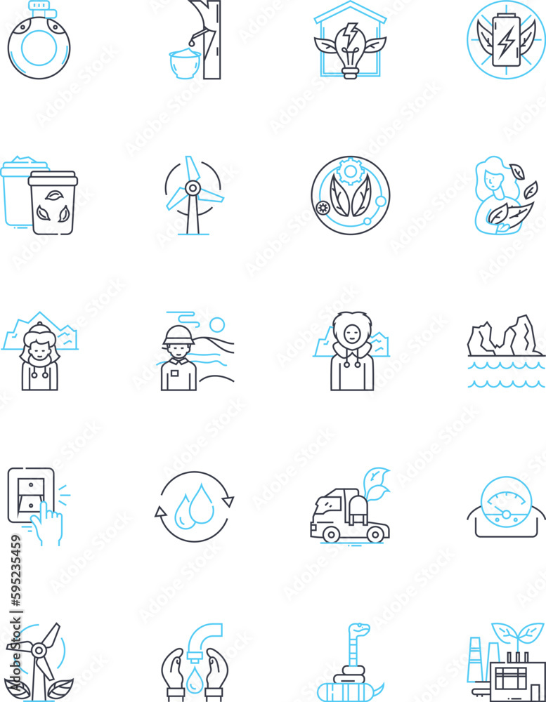 Biodegradable waste linear icons set. Composting, Decomposition, Recycling, Renewable, Sustainability, Organic, Waste line vector and concept signs. Environment,Disposal,Eco-friendly outline