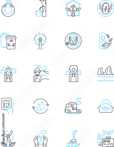 Biodegradable waste linear icons set. Composting, Decomposition, Recycling, Renewable, Sustainability, Organic, Waste line vector and concept signs. Environment,Disposal,Eco-friendly outline