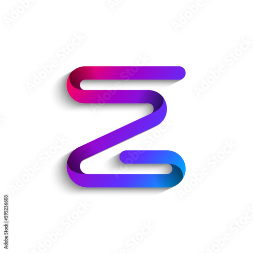 Ribbon font alphabet, English uppercase 3d letter Z, vector illustration 10EPS