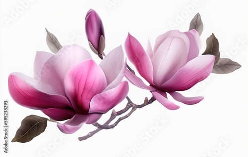 magnolia branch in pink with white flowers png  in the style of uhd image  transparent translucent medium  angura kei  flowerpunk  bloomcore  dao trong le  violet and pink