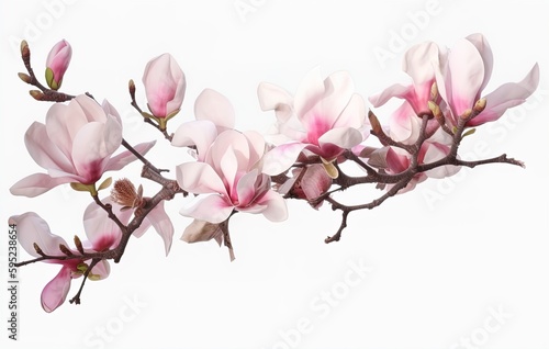 magnolia branch in pink with white flowers png, in the style of uhd image, transparent/translucent medium, angura kei, flowerpunk, bloomcore, dao trong le, violet and pink