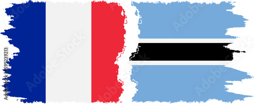 Botswana and France grunge flags connection vector